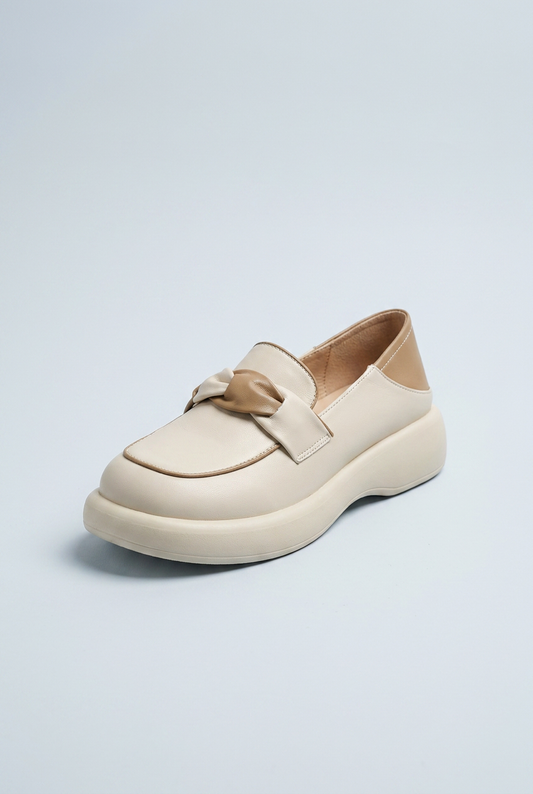 Khaki mocassini platform morbidi nodo front