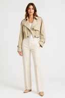 Women's Cropped Trench Jacket Button Detail