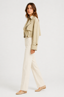 Women's Cropped Trench Jacket Button Detail