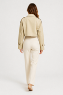 Women's Cropped Trench Jacket Button Detail