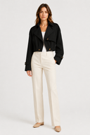 Women's Cropped Trench Jacket Button Detail
