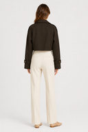 Women's Cropped Trench Jacket Button Detail