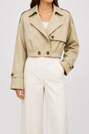 Women's Cropped Trench Jacket Button Detail