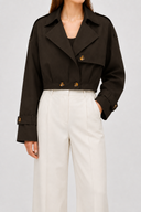 Women's Cropped Trench Jacket Button Detail
