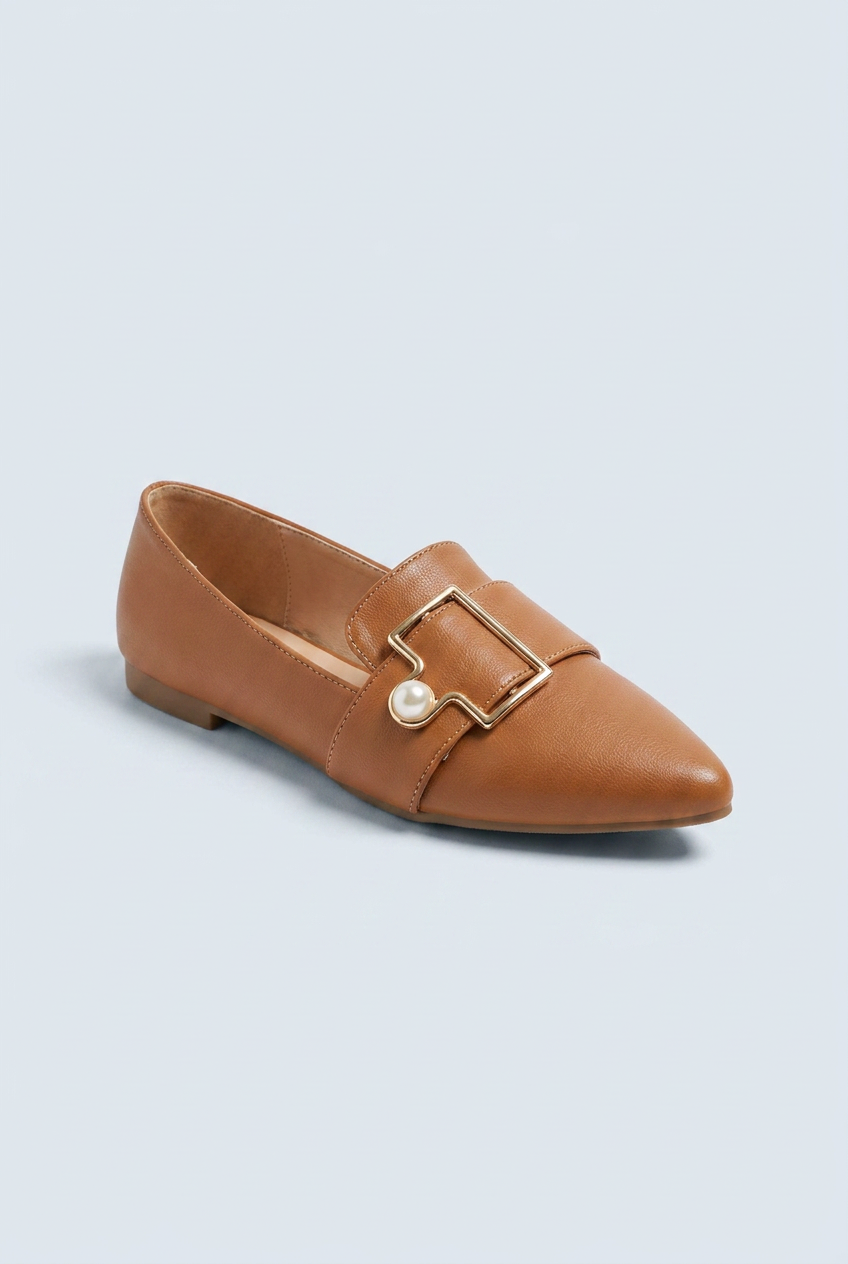 Brown mocassini bassi punta boucle front