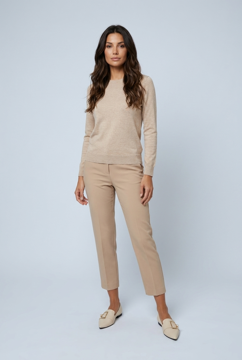 Beige mocassini bassi punta boucle full