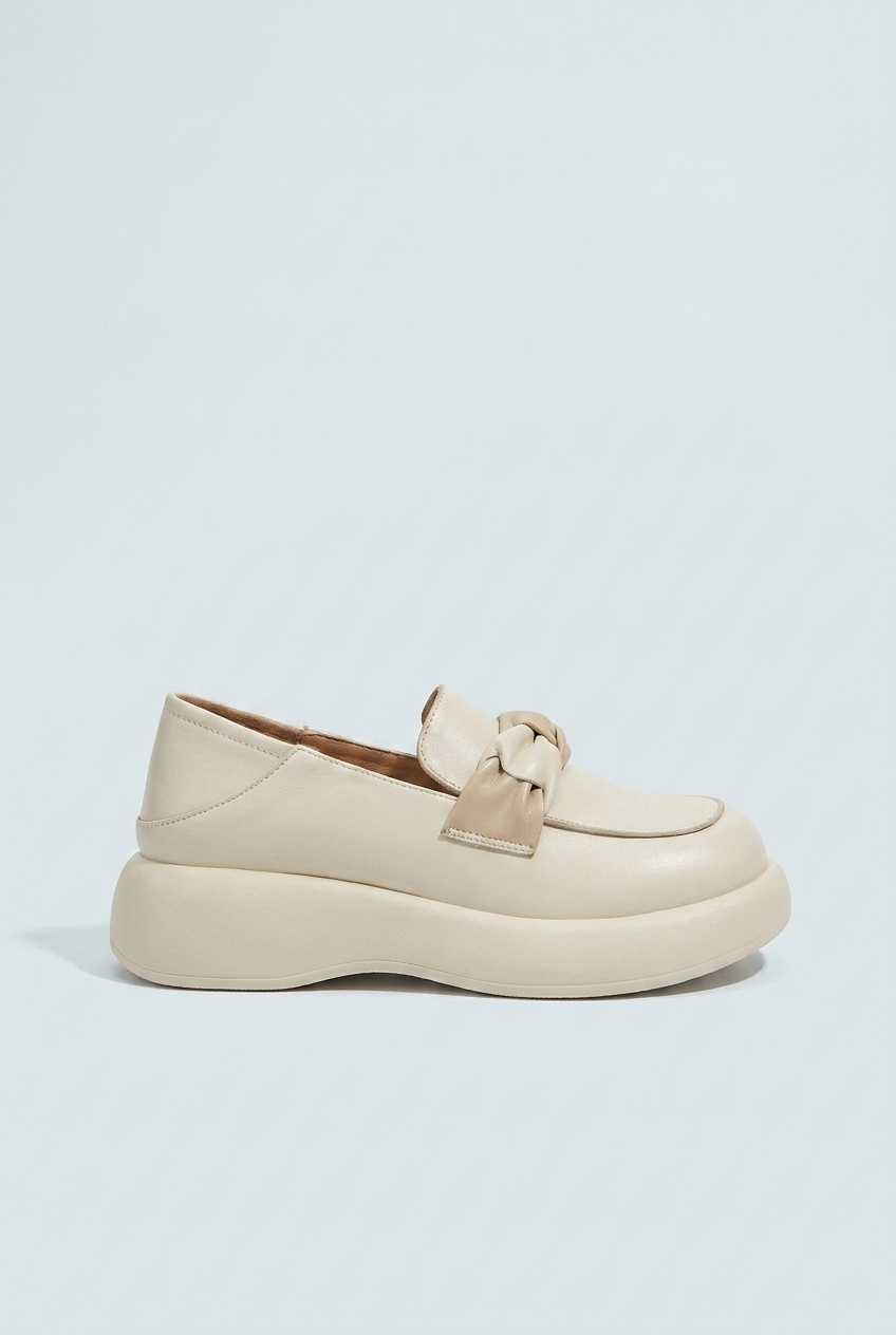 Khaki mocassini platform morbidi nodo side