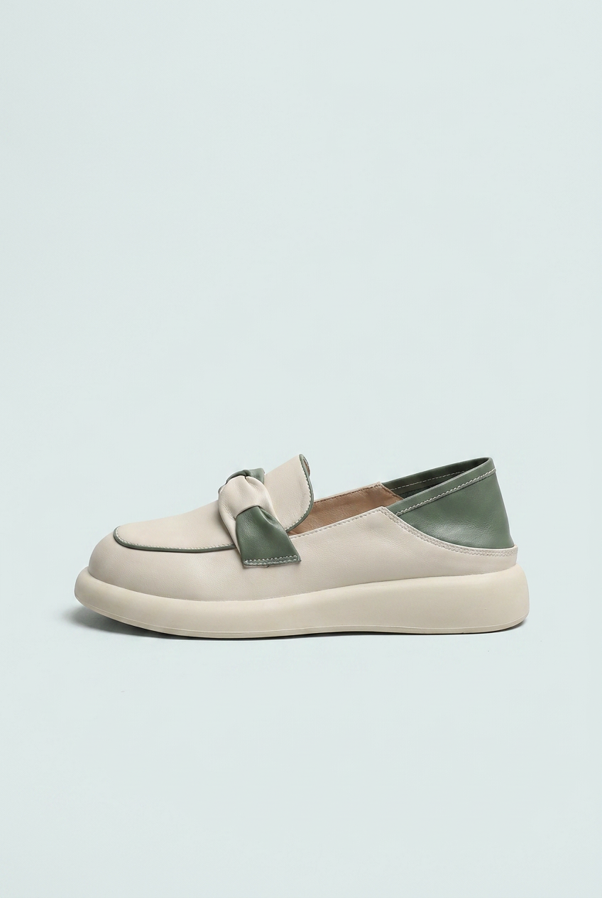 Green mocassini platform morbidi nodo side
