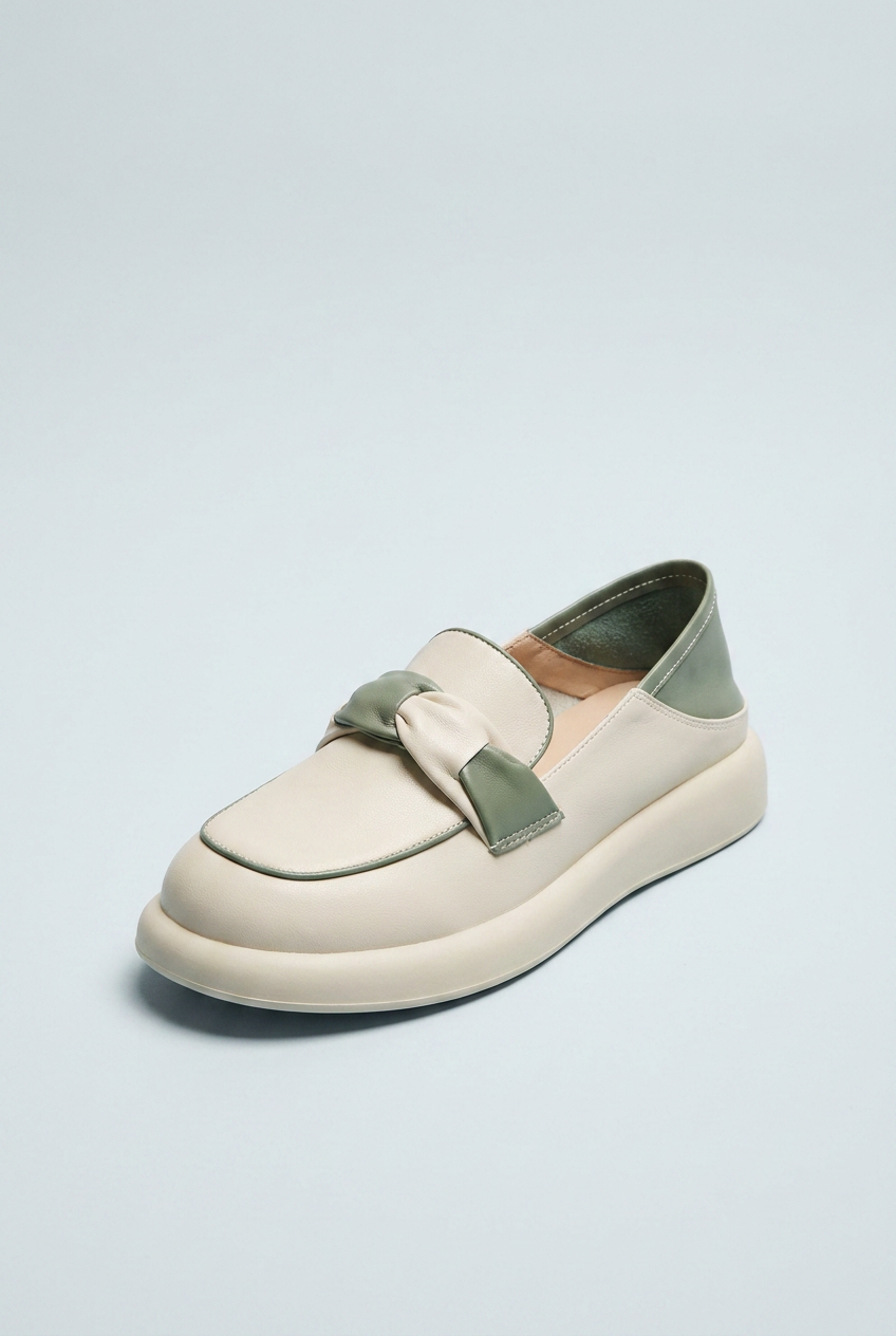 Green mocassini platform morbidi nodo front